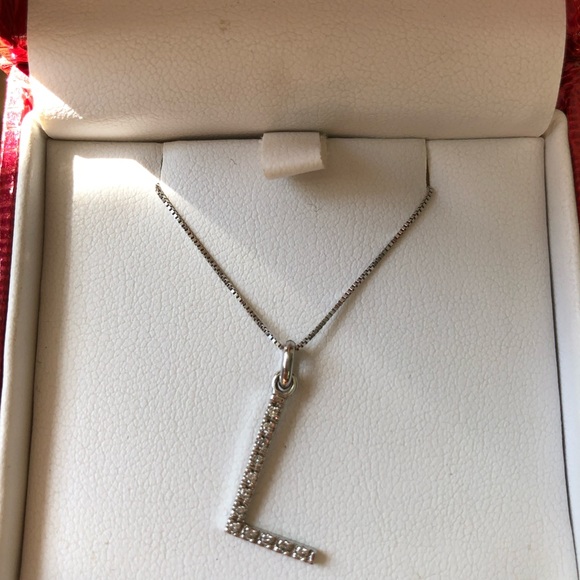 Diamond ‘L’ Necklace - Picture 2 of 4
